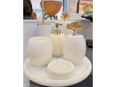 Conjunto de banheiro turco oval com 7 peças de mármore Branco